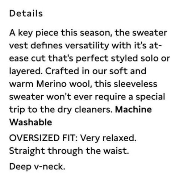 BANANA REPUBLIC CIMA Oversized Merino Wool Blue Sweater Vest - Picture 12 of 13